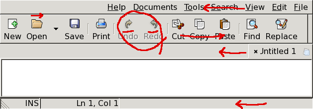 Another annotated screen-shot of gedit, under fa_IR locale
